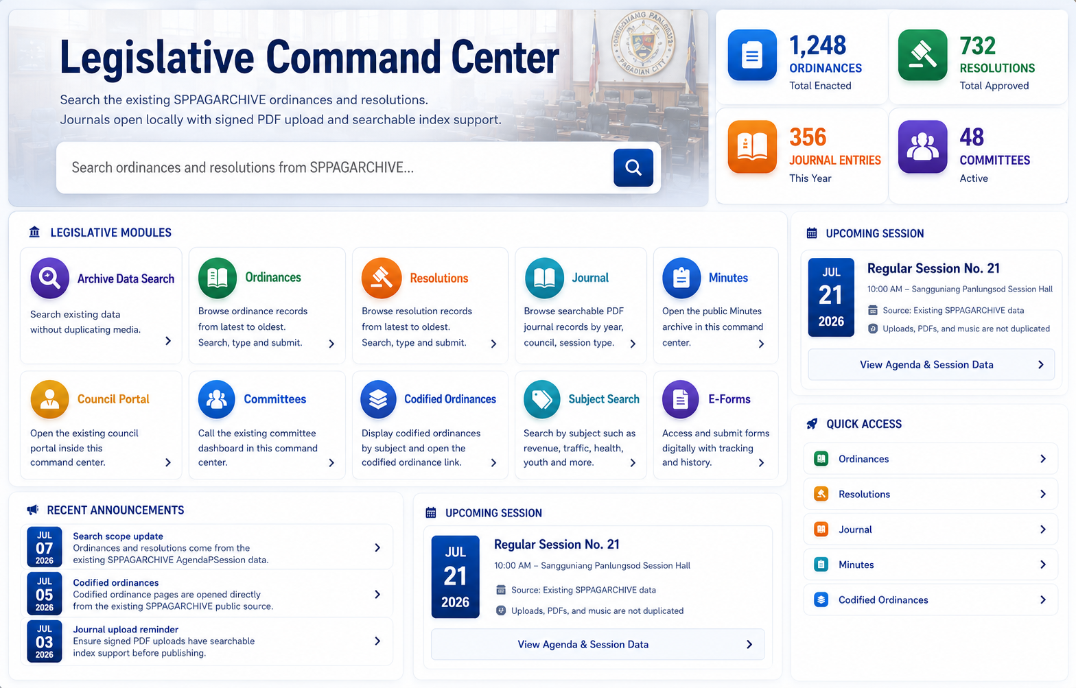 Legislative Command Center dashboard